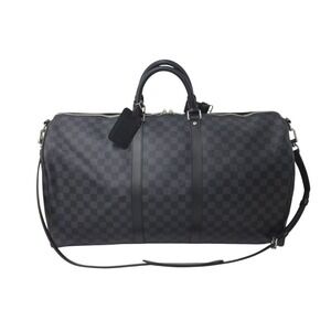 LOUIS VUITTON Keepall Bandouliere Boston Bag Damier Graphite Black